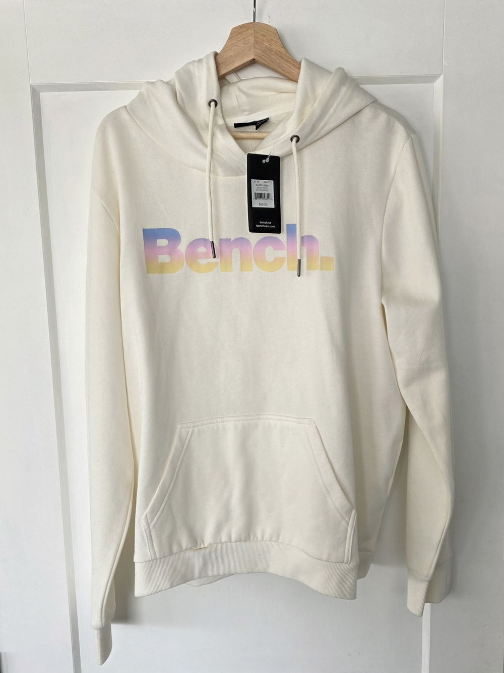 Bench Cream Hoodie with Pastel Rainbow Logo